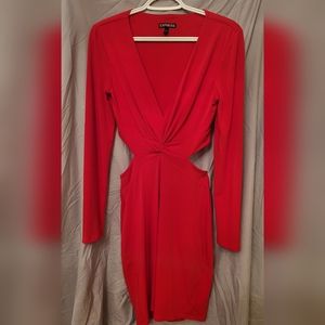 Express Red Twisted front with back cut out dress